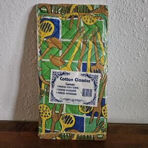 Vth Utensil Kitchen 3-Piece Set New Hand Towel Pot Holder Dishcloth Green